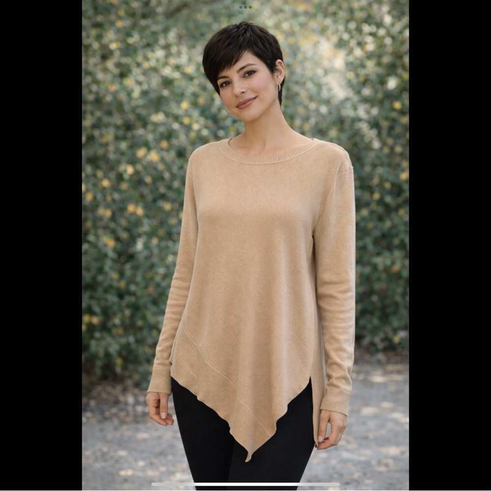 VERVE Ami Cozy Asymmetrical Knit Sweater | Oatmeal Beige | Size L